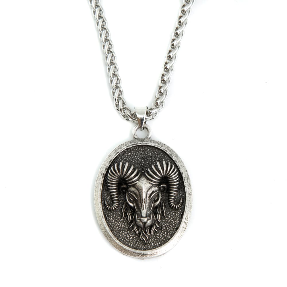 Metal Pendant Ram Silver Colored - 30 x 40 mm