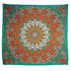 Authentic Mandala Tapestry Cotton Red/Green (225 x 200 cm)