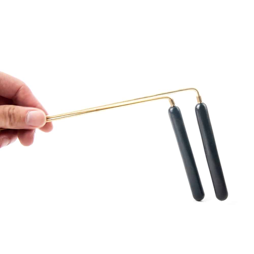 grey metal dowsing rods