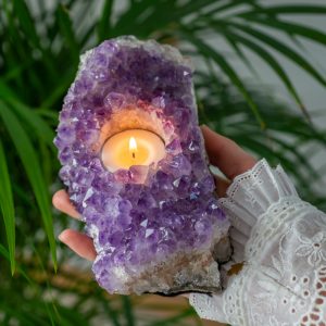 Tea Light Holder Gemstone Amethyst Cluster (approx. 1000 grams)