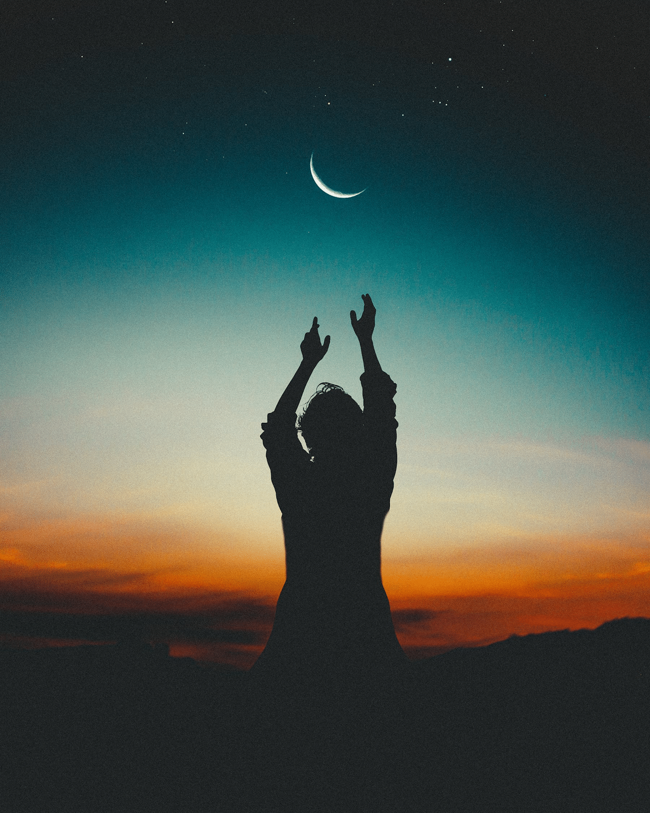 New Moon Reaching Hands