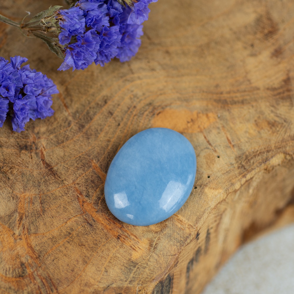 blue angelite polished worry stone