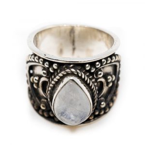Gemstone Ring Moonstone 925 Silver "Verzera" (Size 17)