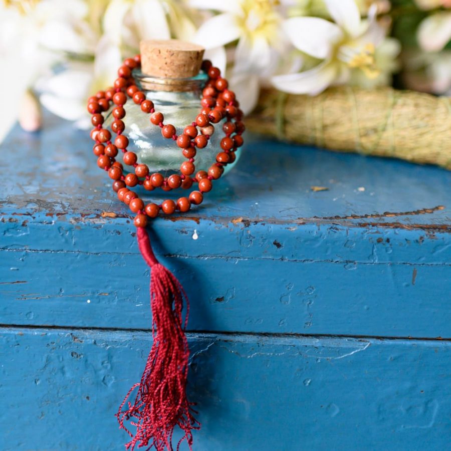 red jasper mala beads