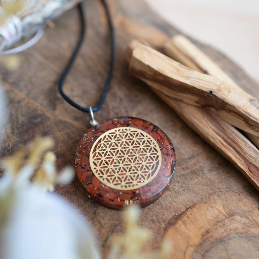 hematite flower of life orgonite pendant