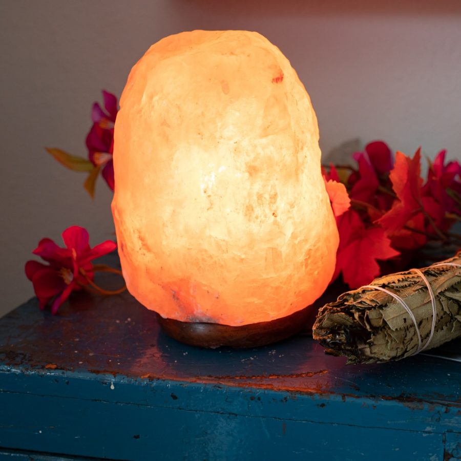 Himalayan salt lamp nightlight with smudge