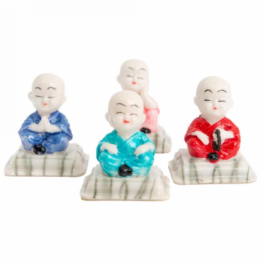 Happy Buddha Statue Lotus Pose - Set of 4 - approx. 7 cm