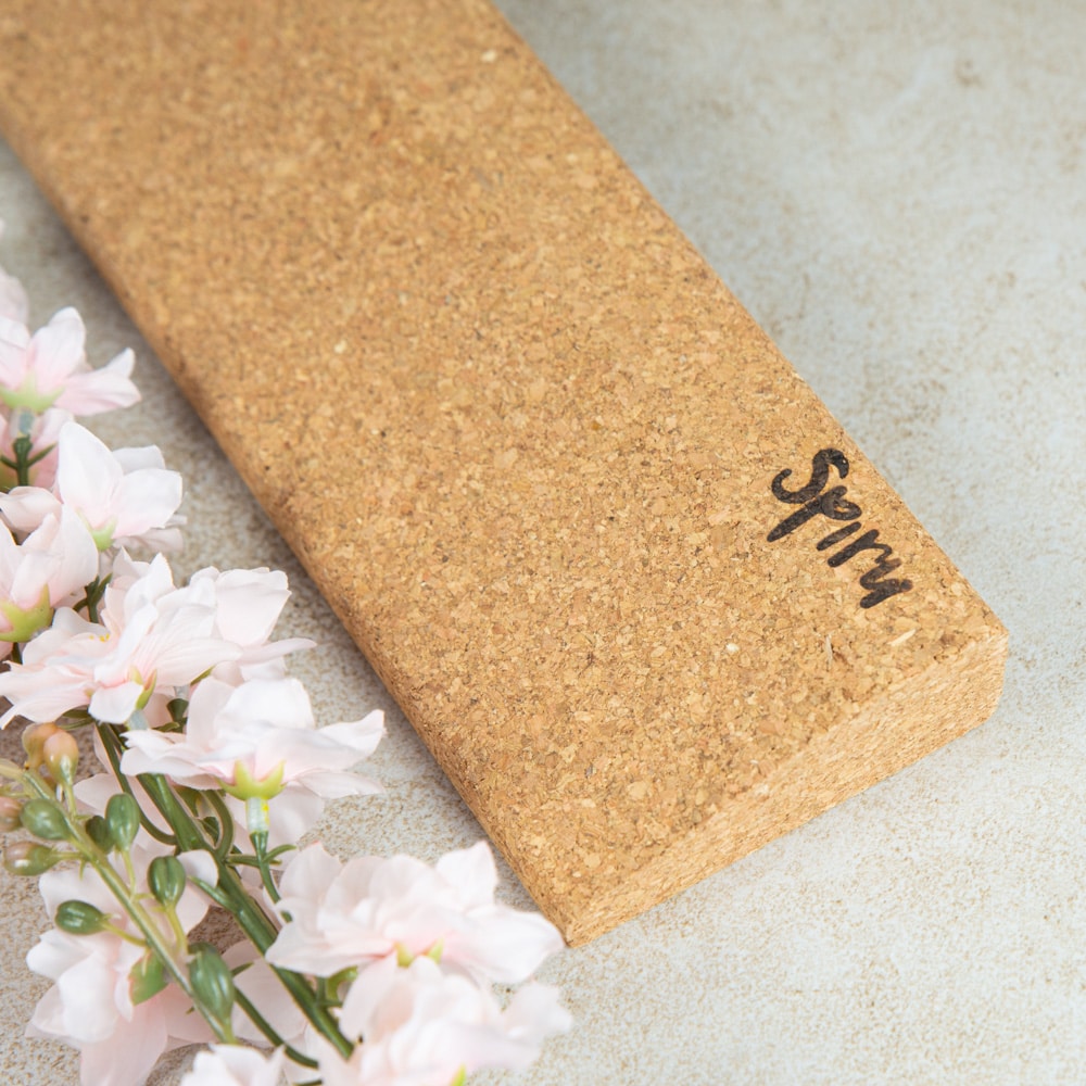 wedge yoga block cork spiru white flowers