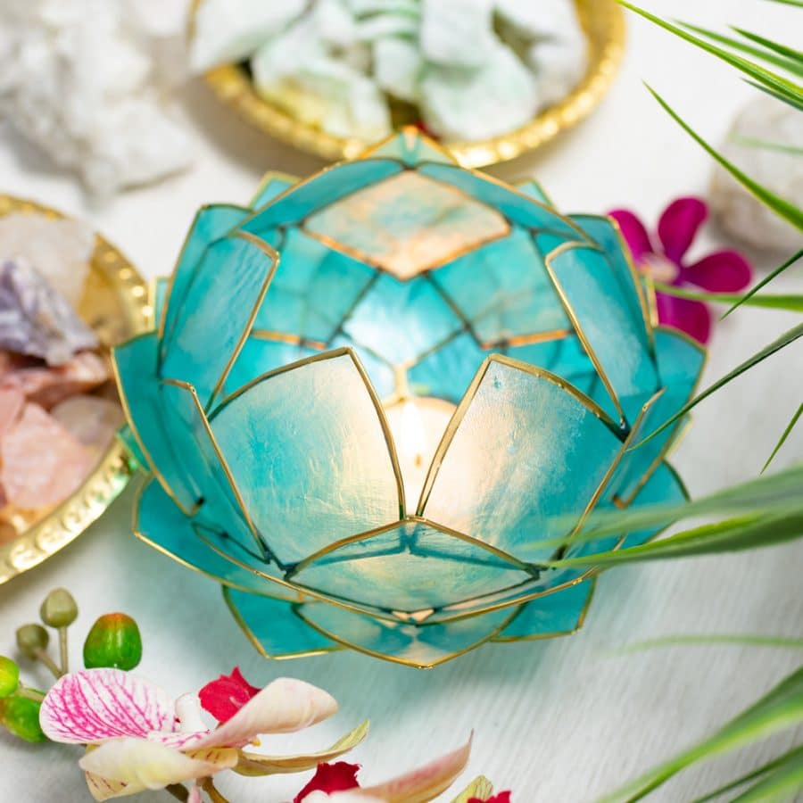 blue lotus tea light holder