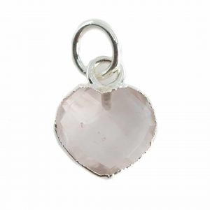Gemstone Pendant Rose Quartz Heart - Silver-Plated - 10 mm