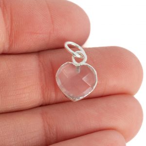 Gemstone Pendant Rose Quartz Heart - Silver-Plated - 10 mm