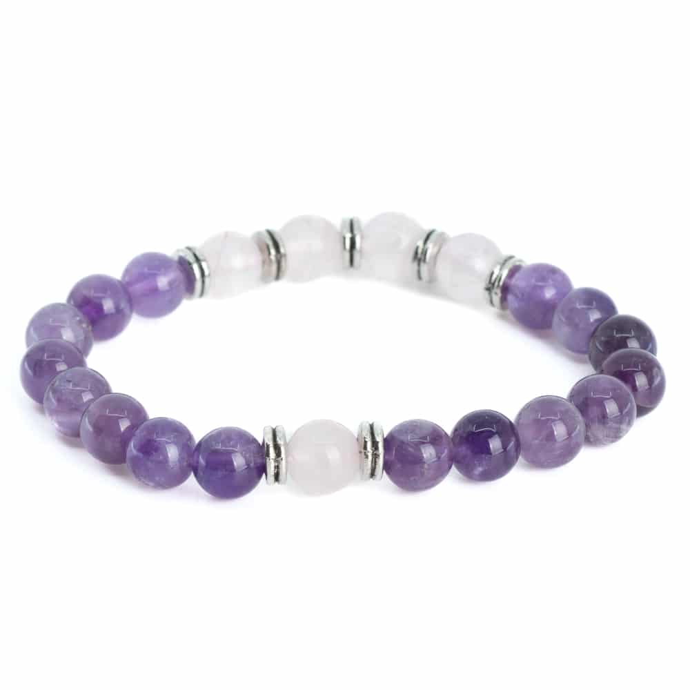 Gemstone Bracelet Amethyst & Rose Quartz - 8 mm