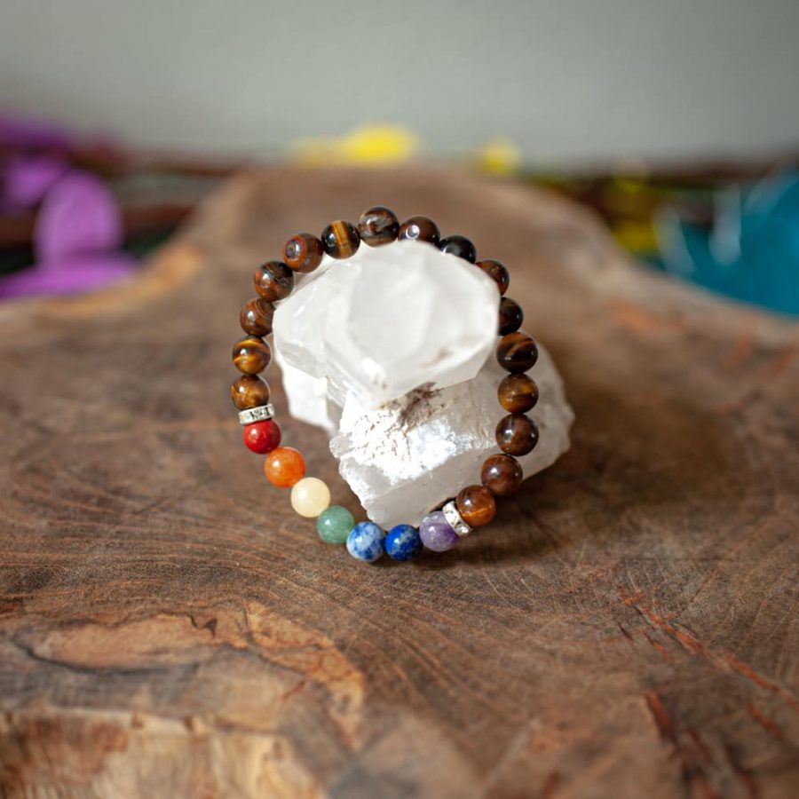 tigers eye chakra bead bracelet 