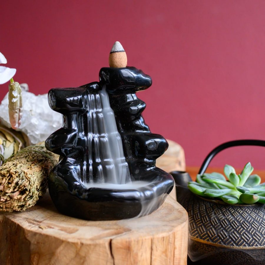 backflow incense waterfall with smudge sticks