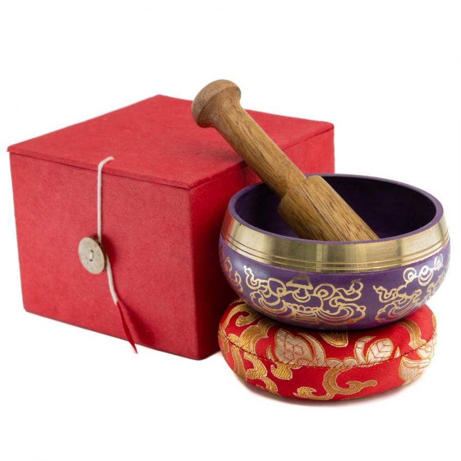 Singing Bowl Gift Set Deluxe Mandala - Purple