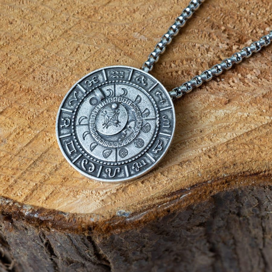 waxing moon zodiac pendant