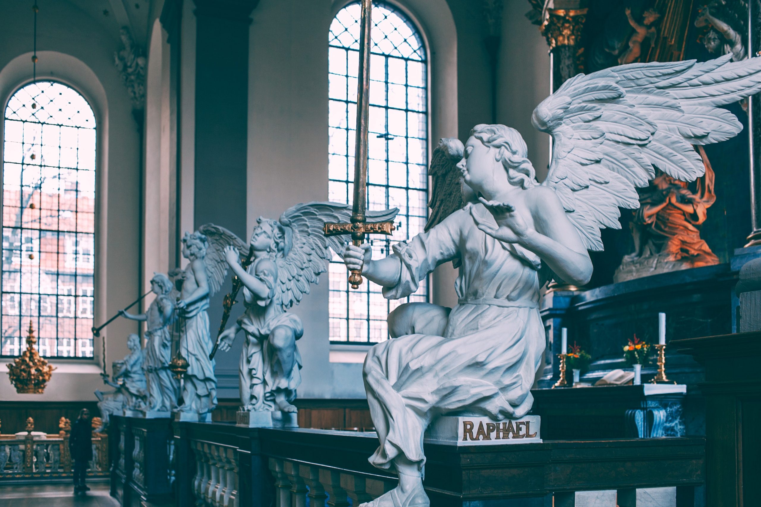marble sculptures 7 archangels altar piece