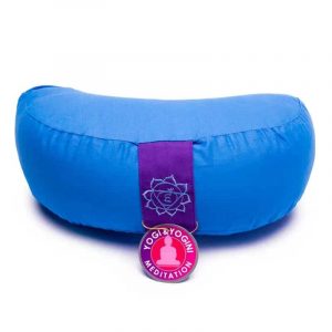 Yogi and Yogini Meditation Cushion Blue Crescent Cotton - 5th Chakra - 33 x 13 cm