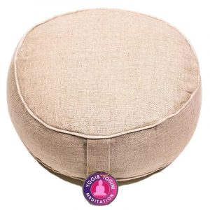 Yogi and Yogini Meditation Cushion Round Hemp Natural - 33 x 12 cm