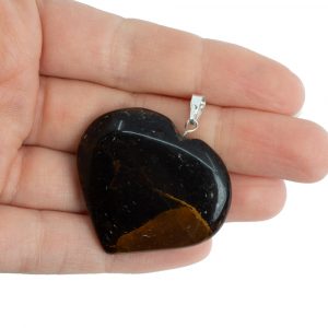 Gemstone Heart Pendant Tiger Eye (40 mm)