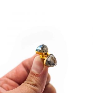 Gemstone Stud Earrings Labradorite - 925 Silver & Gold-plated