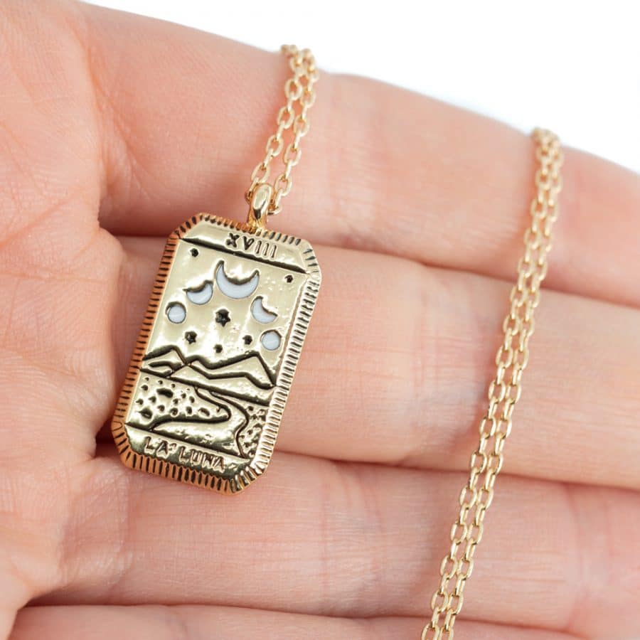 moon phase tarot amulet pendant gold
