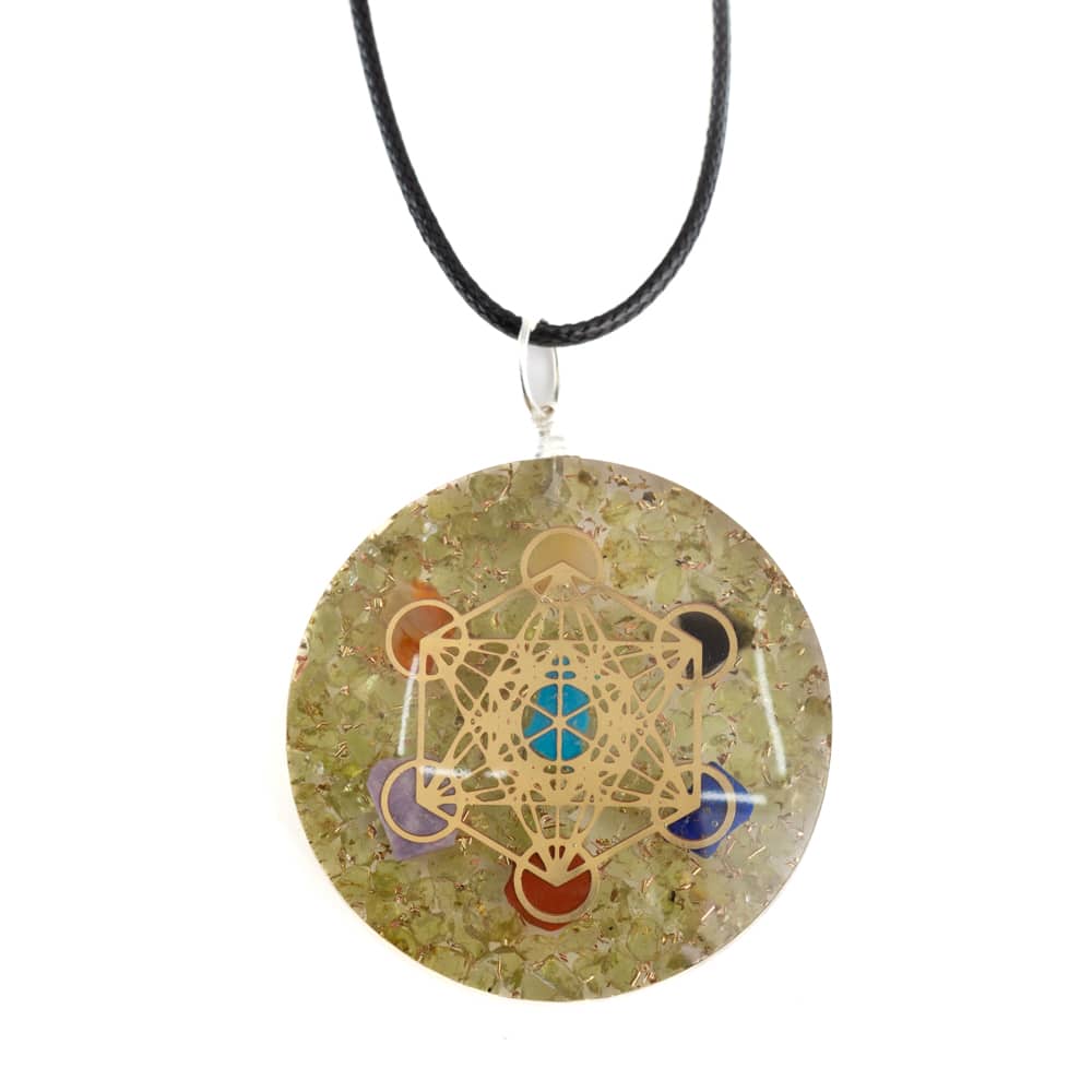 Orgonite Pendant Metatron Chakra Peridot