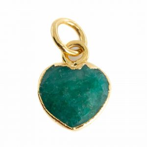 Gemstone Pendant Emerald (Tinted) Heart - Gold-Plated - 10 mm