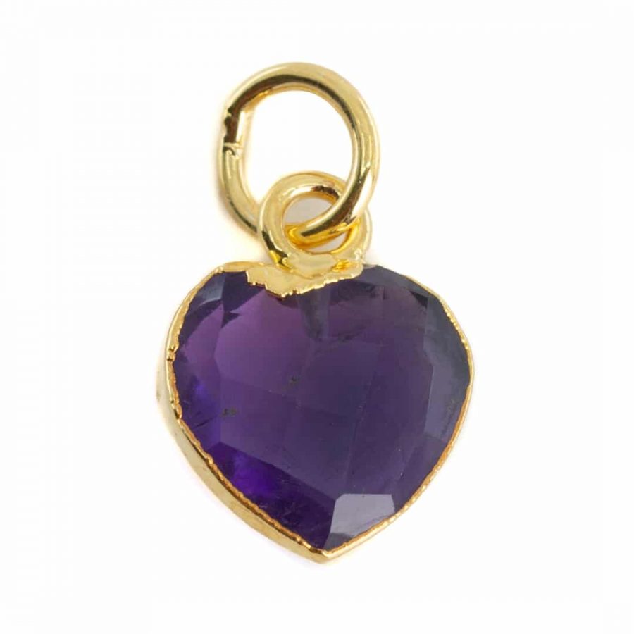 Gemstone Pendant Amethyst Heart - Gold-Plated - 10 mm