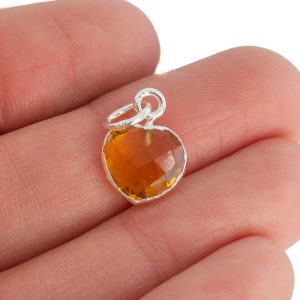 Gemstone Pendant Citrine Heart - Silver-Plated - 10 mm