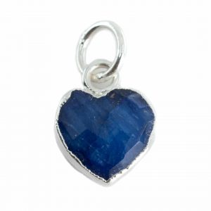 Gemstone Pendant Sapphire (Tinted) Heart - Silver-Plated - 10 mm