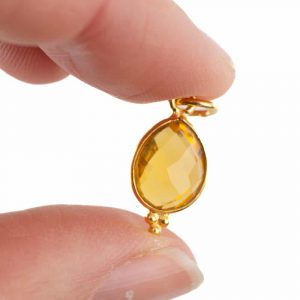 Birthstone Pendant November Citrine Gold Plated 925 Silver - 10 mm