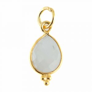 Birthstone Pendant June Moonstone Gold Plated 925 Silver - 10 mm