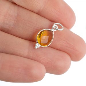 Birthstone Pendant November Citrine 925 Silver - 10 mm