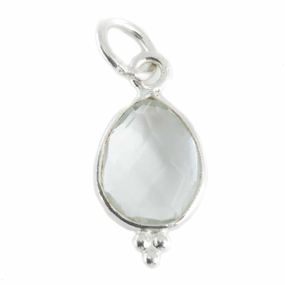 Birthstone Pendant April Rock Crystal - 925 Silver - 10 mm