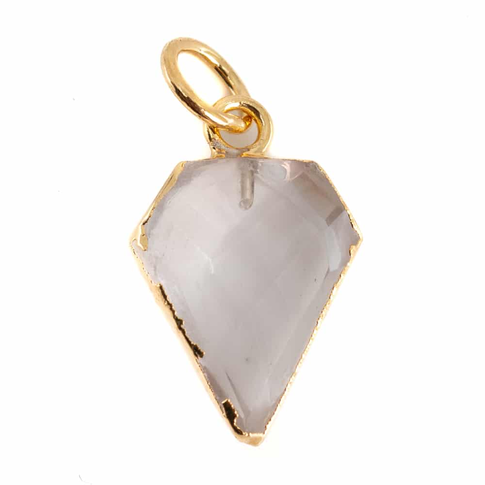 Gemstone Pendant Rose Quartz Diamond Shape - Gold-Plated - 15 x 12 mm