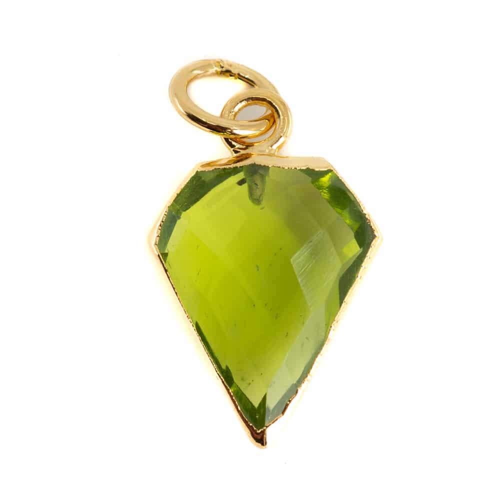 Gemstone Pendant Peridote Diamond Shape - Gold-Plated - 15 x 12 mm