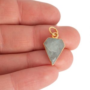 Gemstone Pendant Aquamarine Diamond Shape - Gold-Plated - 15 x 12 mm