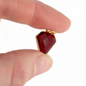 Gemstone Pendant Garnet Diamond Shape - Gold Plated - 15 x 12 mm