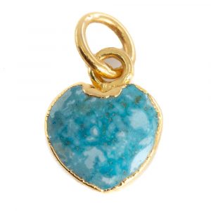 Gemstone Pendant Turquoise Heart - Gold-Plated - 10 mm