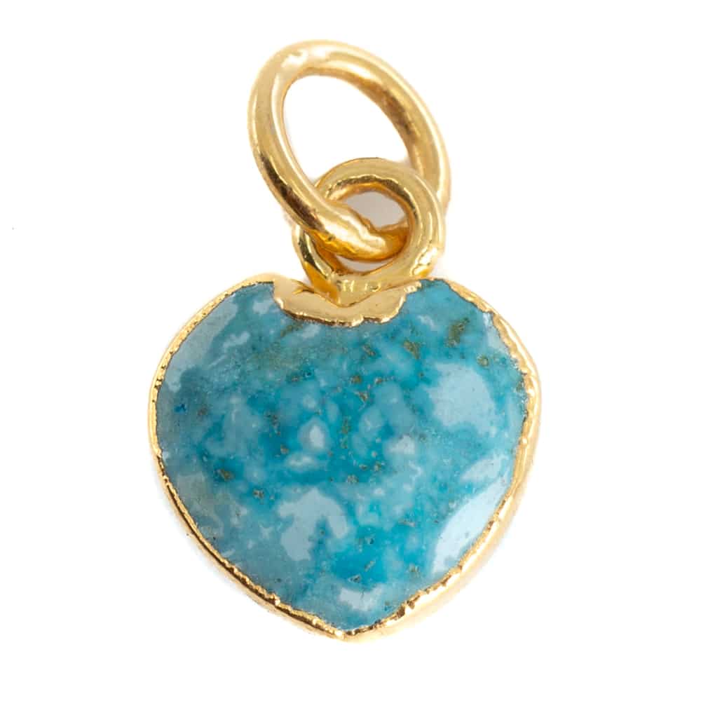 Gemstone Pendant Turquoise Heart - Gold-Plated - 10 mm