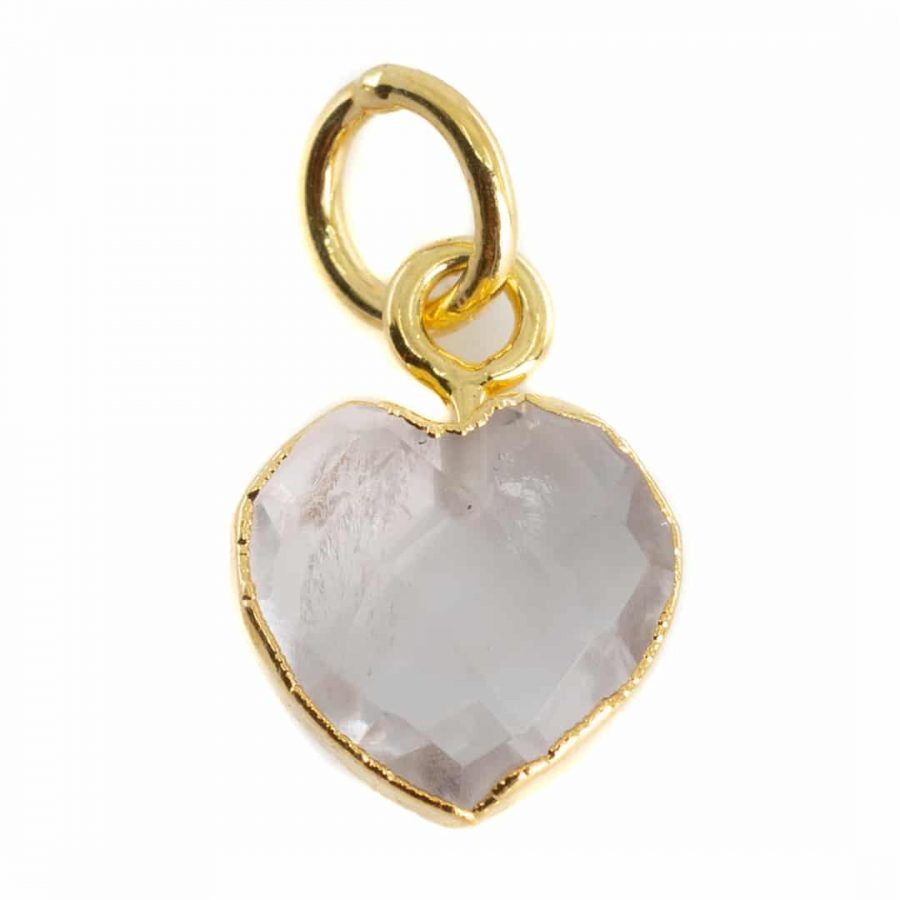 Gemstone Pendant Rose Quartz Heart - Gold-Plated - 10 mm