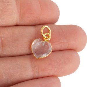 Gemstone Pendant Rose Quartz Heart - Gold-Plated - 10 mm