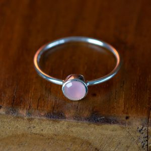 Birthstone Ring Rose Quartz October - 925 Silver (Size 17)