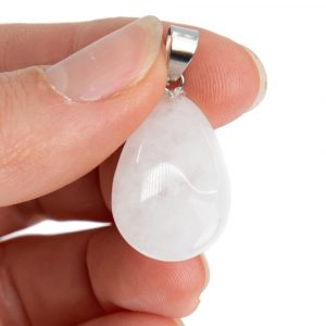 Drop-Shaped Gemstone Pendant White Jade (20 mm)