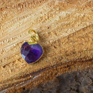 Gemstone Pendant Amethyst Heart - Gold-Plated - 10 mm