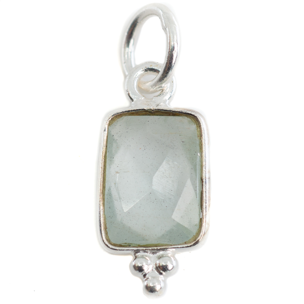 Gemstone Pendant Aquamarine Rectangle- 925 Silver - 8 mm