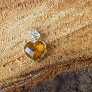 Gemstone Pendant Citrine Heart - Silver-Plated - 10 mm