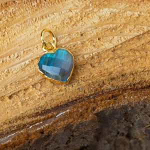 Gemstone Pendant Labradorite Heart - Gold-Plated - 10 mm
