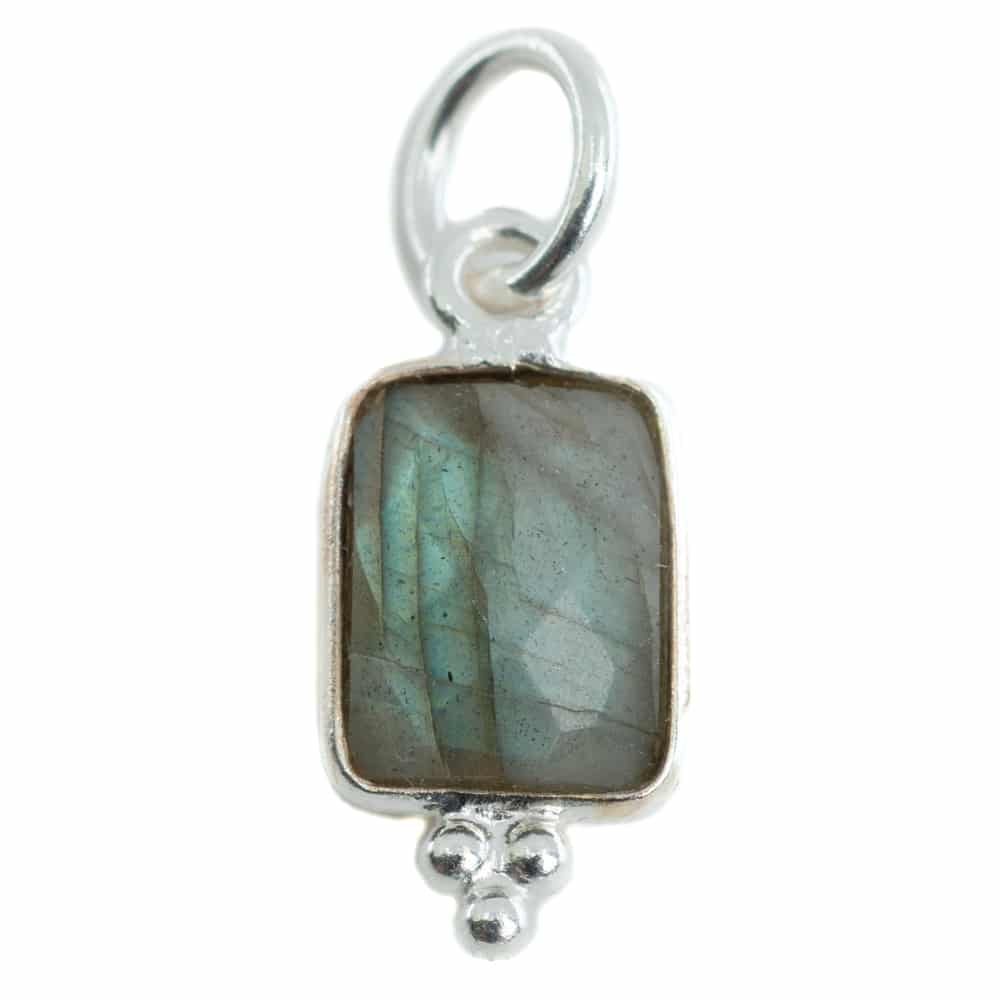 Gemstone Pendant Labradorite Rectangle - 925 Silver - 8 mm